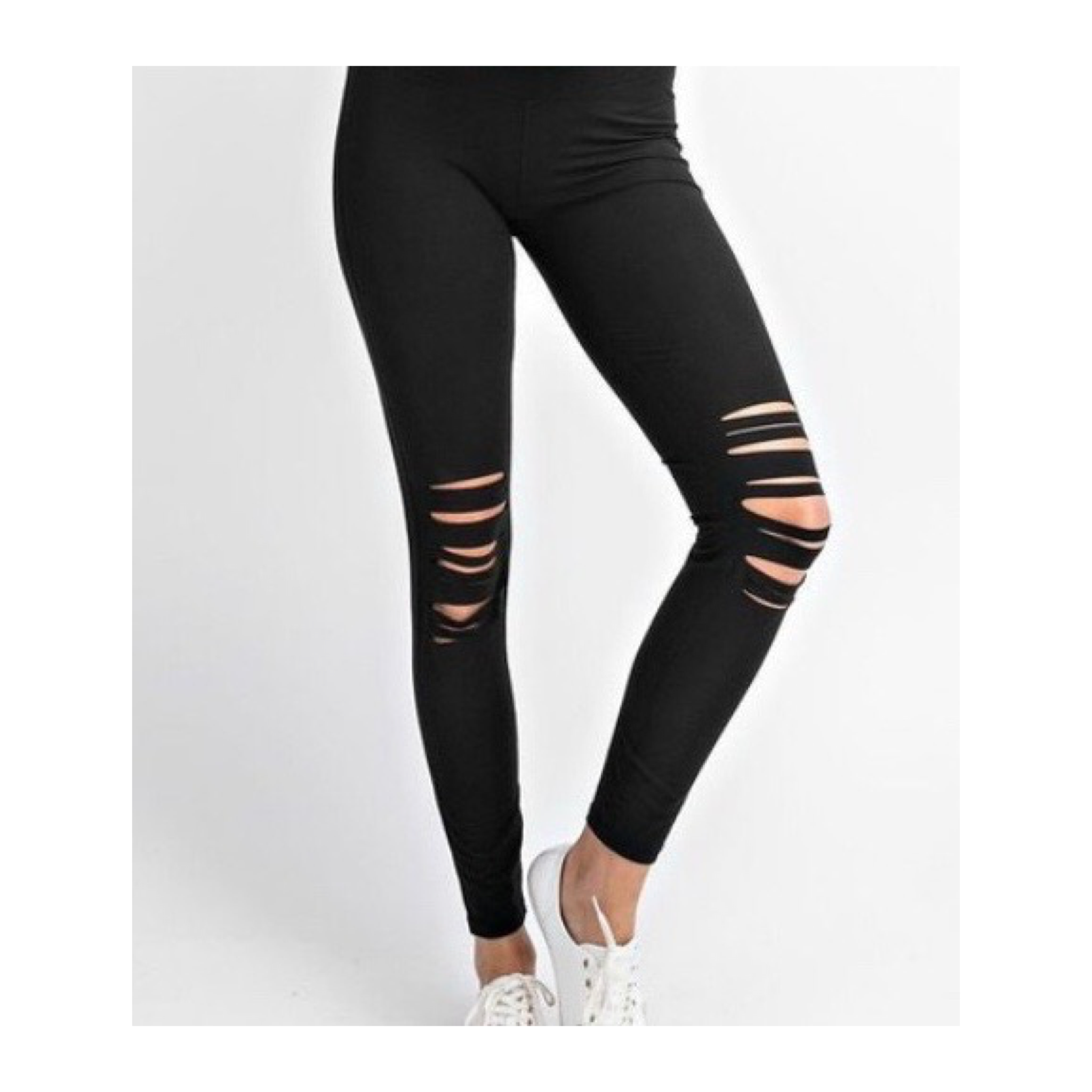 LASER CUT YOGA LEGGINGS- BLACK | A 