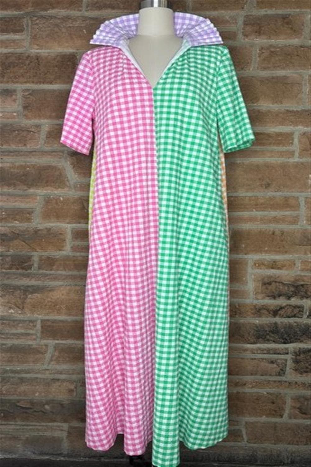 pink and green gingham dress Blakely Multi Seersucker Maxi Dress Adrienne main image 1