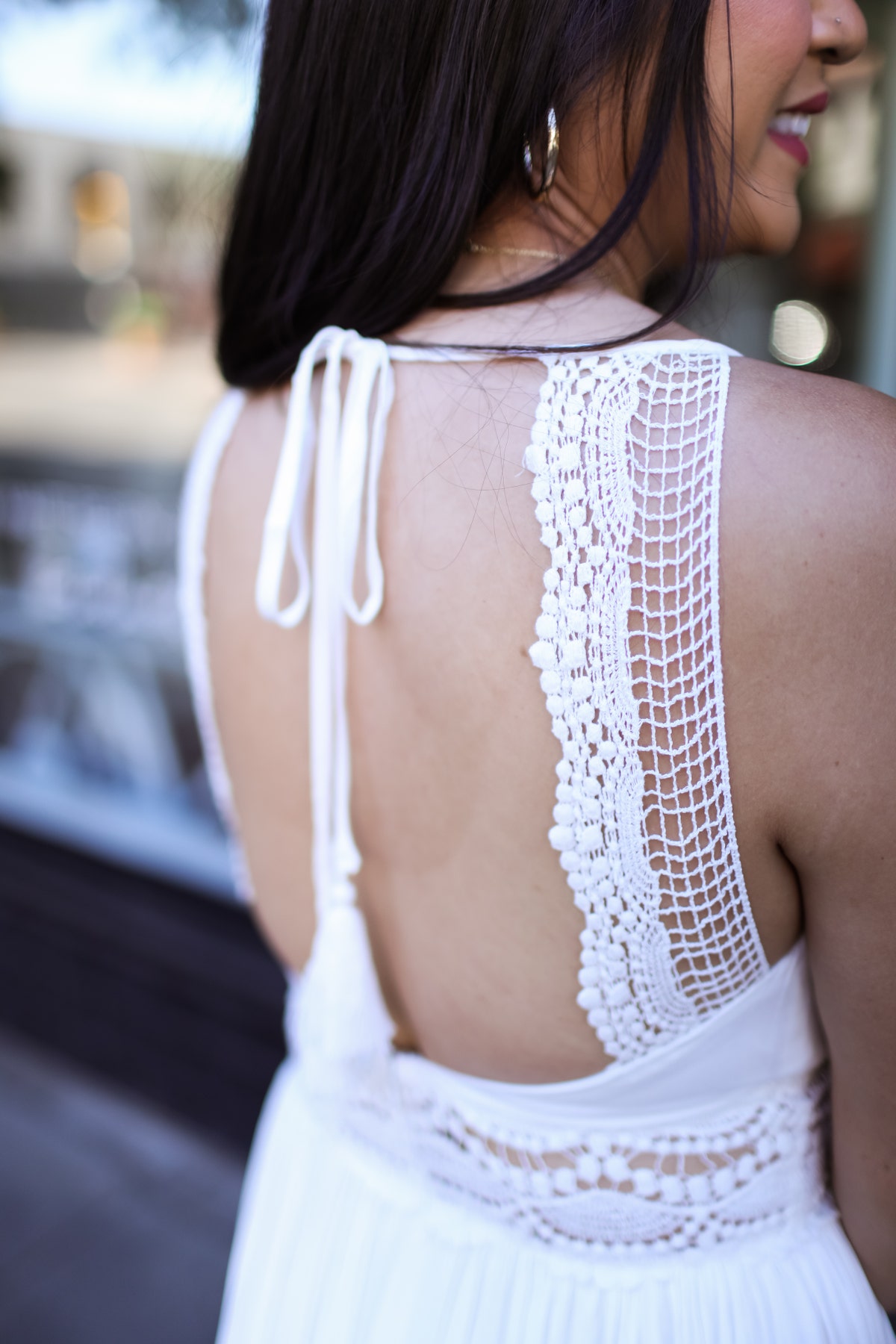 white christmas dresses Long Backless Crochet Dress - T2 main image 1