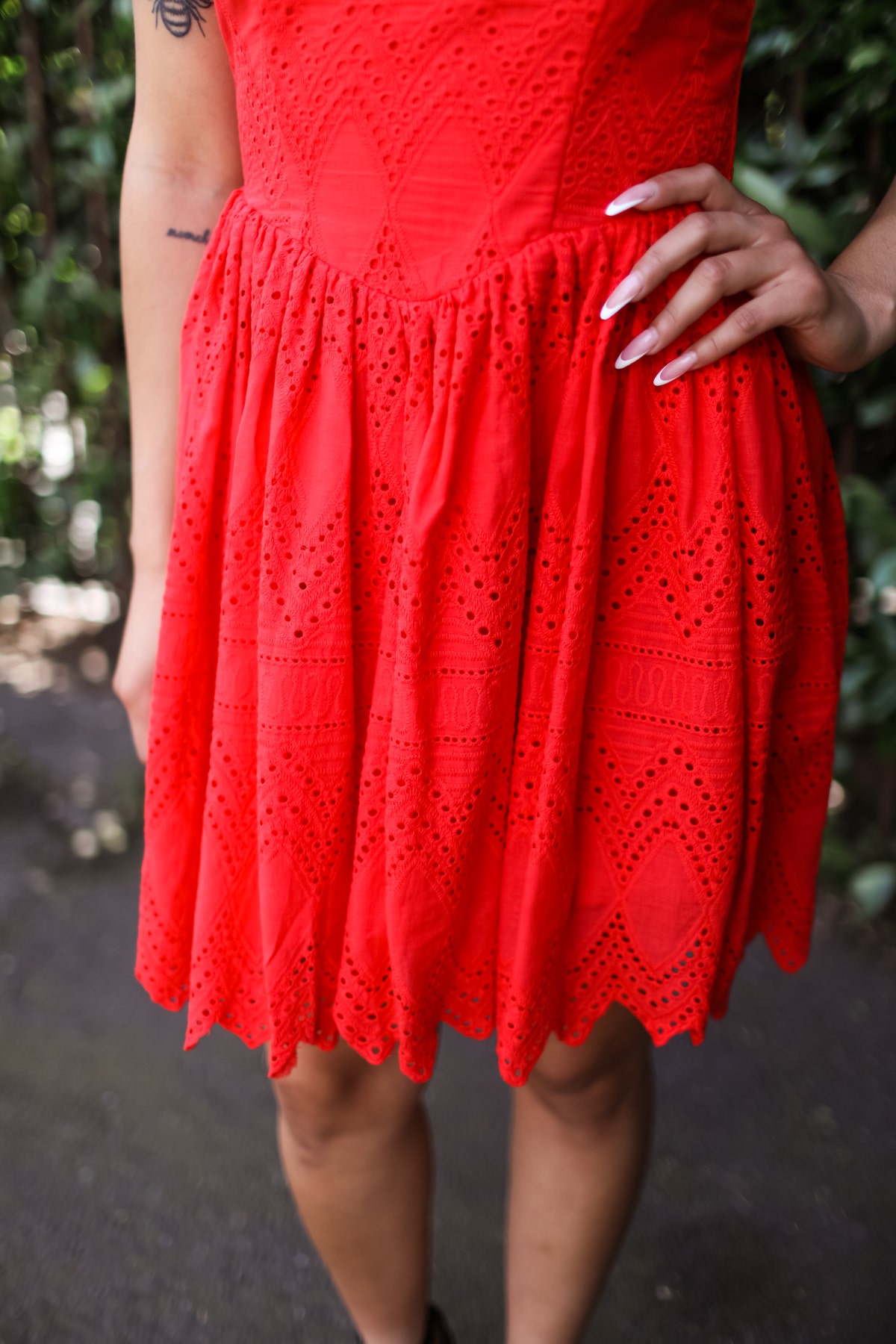 strapless open back dress Setting Sail To Santorini Eyelet Dress In Red main image 0