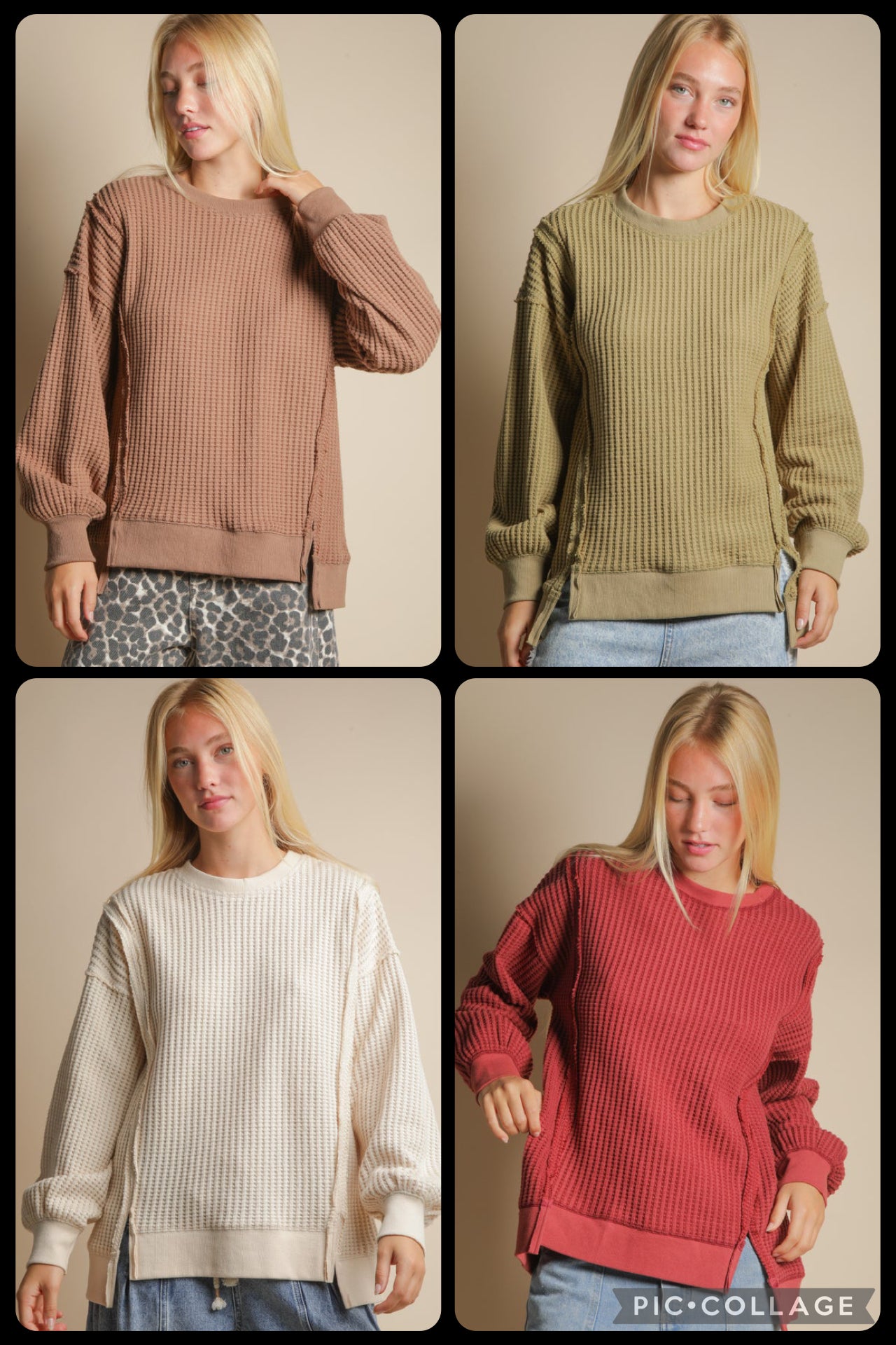 Oversized Waffle Knit Drop Shoulder Top | Annes Boutique