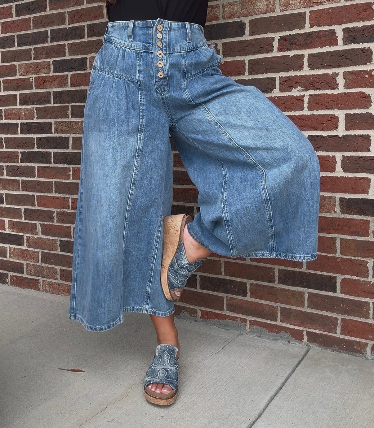 Denim Gaucho Pants | Annes Boutique | Women's Clothing Store