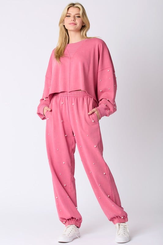 GROVE ♥ VELOUR SWEATSHORTS/追跡付 冷感】サマーハイパーストレッチワイドパンツ（6～9分丈パンツ