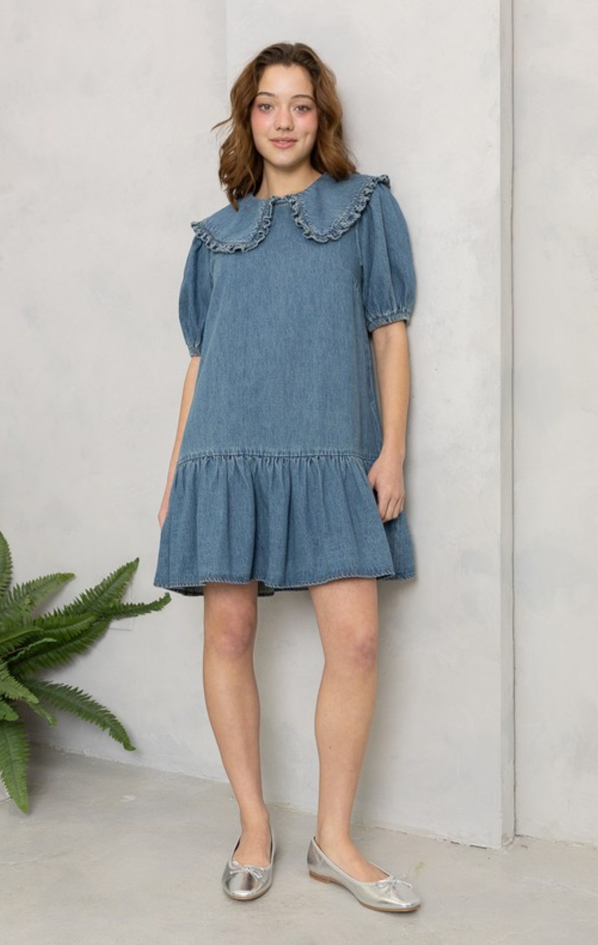 ganni blue mini dress Georgina Blouse in Cotton Pebble Print – CHRISTINE ALCALAY main image 1