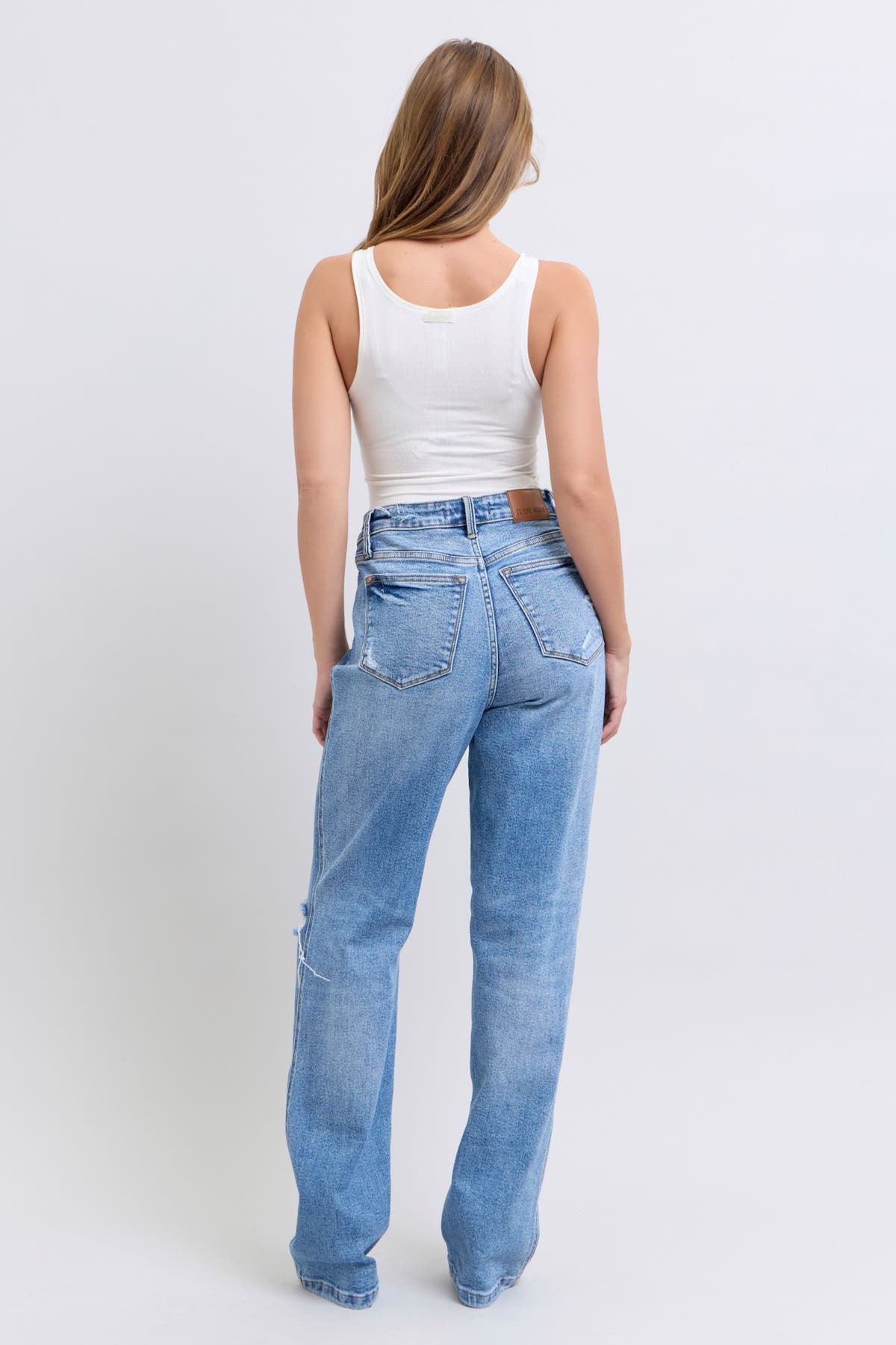 Judy Blue Roseanne High Waist Rigid Magic Column Straight Destricted Adjustable WS Tabs