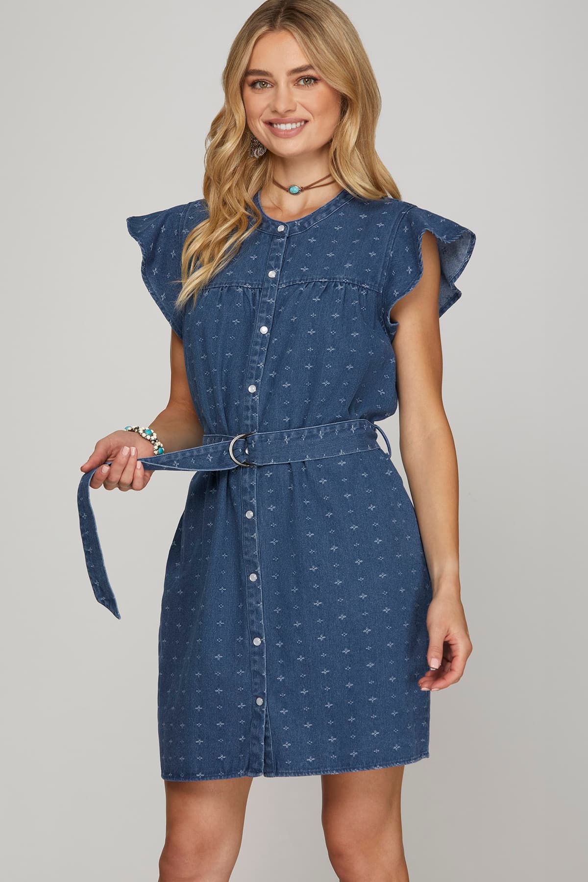 she sky denim dress She & Sky The Mallory Denim Dress