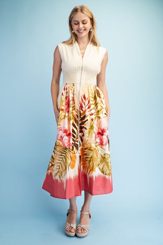 knee length dresses for ladies Gigio Mixed Floral Cotton Maxi Dress