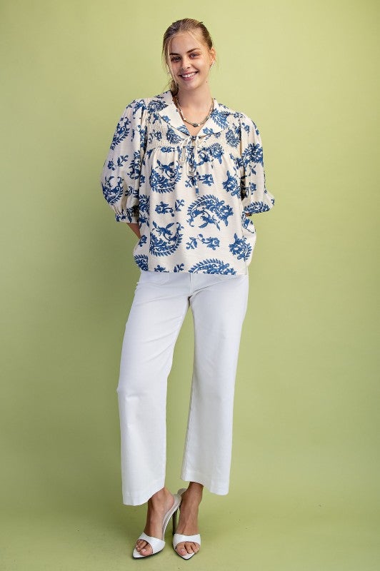 Haut Femme à Manches Volantes GiGio - Taille S - Couleur Ivoire - Polyester Léger - Neuf Sans étiquette