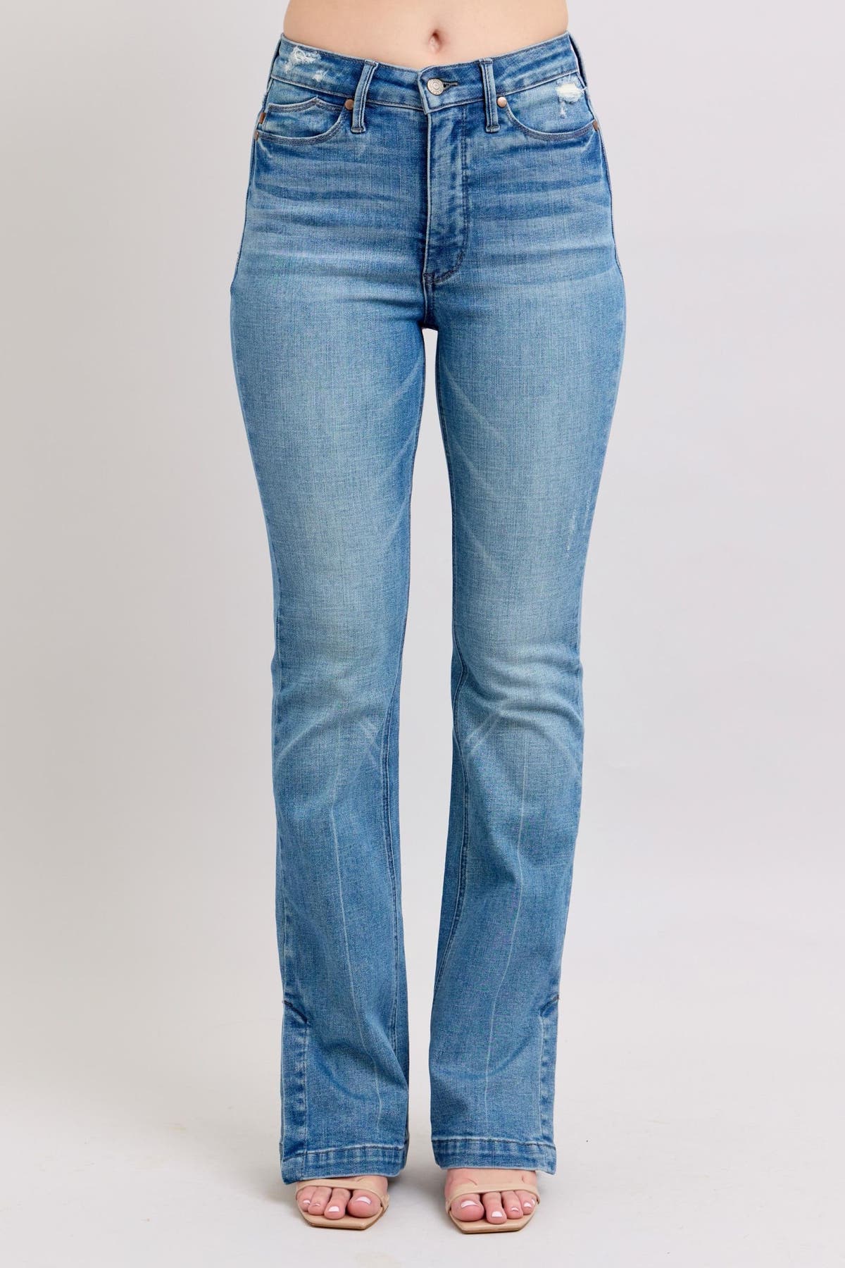 Judy Blue Full Size Tummy Control Vintage Wash Side Slit Slim Boot Jeans Plus Size