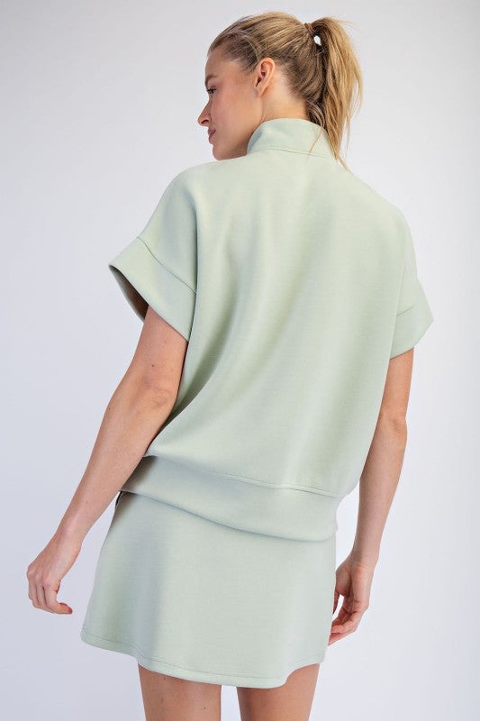 RAE MODE Modal Scuba Quarter Zip Short Sleeve Top | Ashley Roads