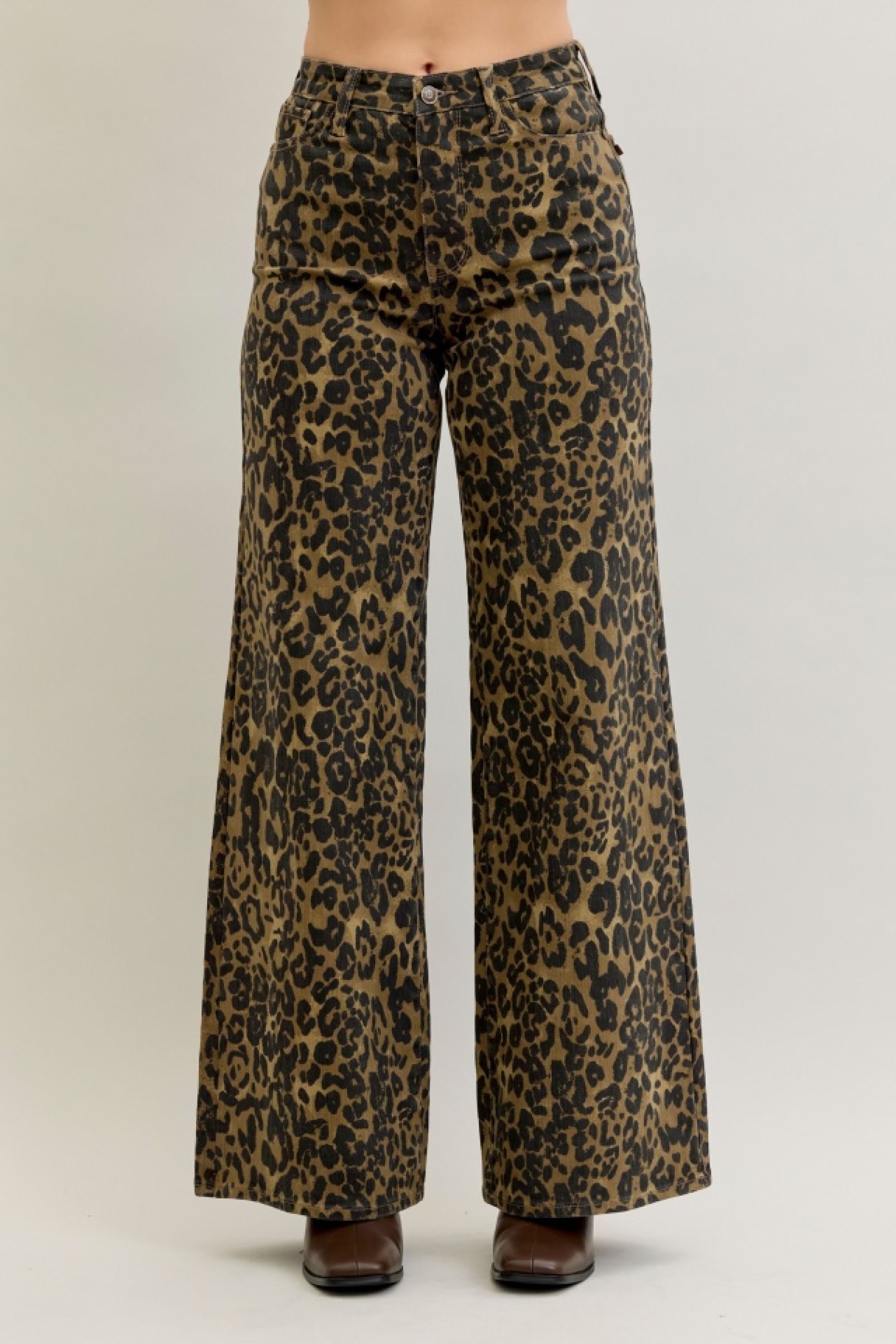 JUDY BLUE HI WAIST RETRO WIDE LEOPARD PRINT JEANS | Ashley Roads