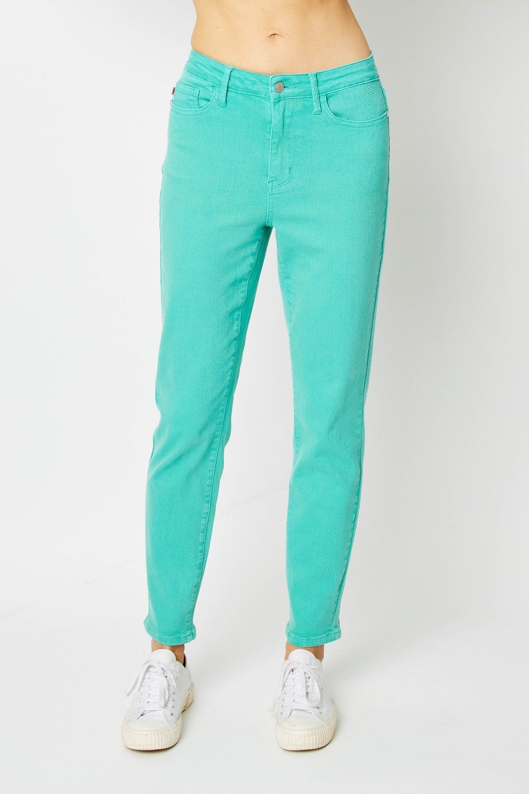 Judy Blue High Rise Garment Dyed Slim Jeans in Aquamarine