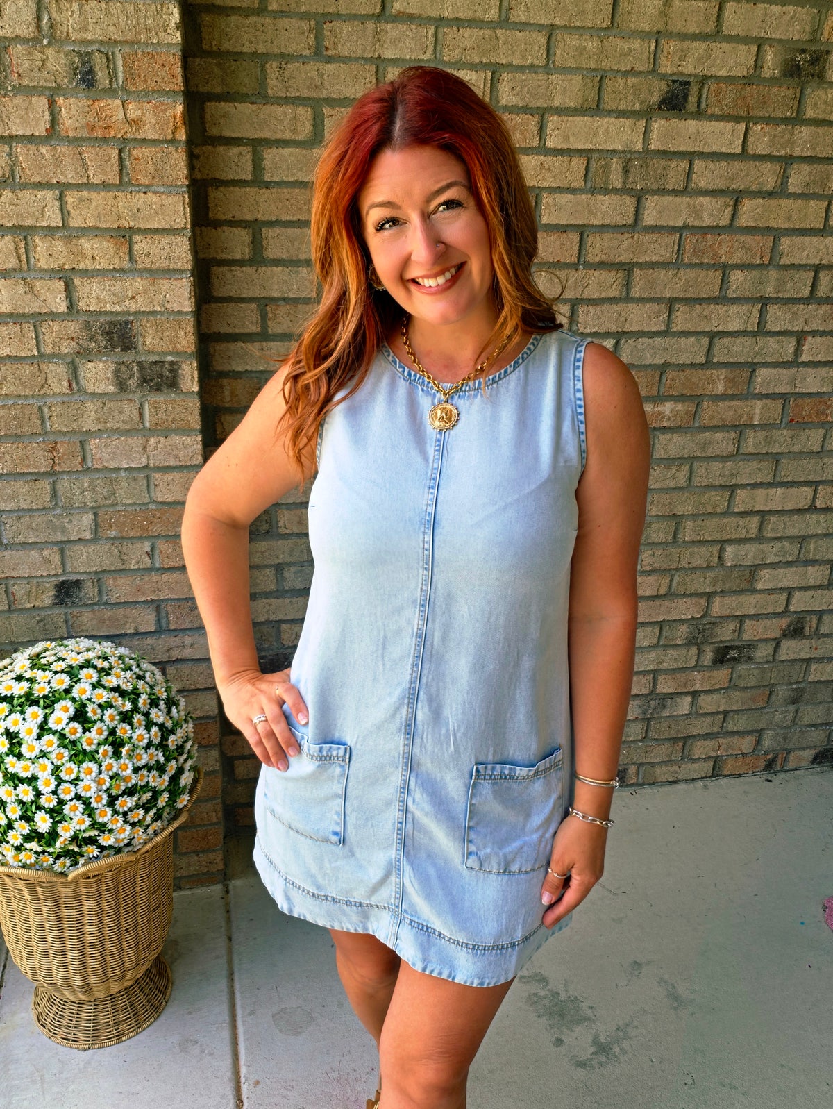 denim sleeveless shift dress Denim blue sleeveless shift dress SMALL