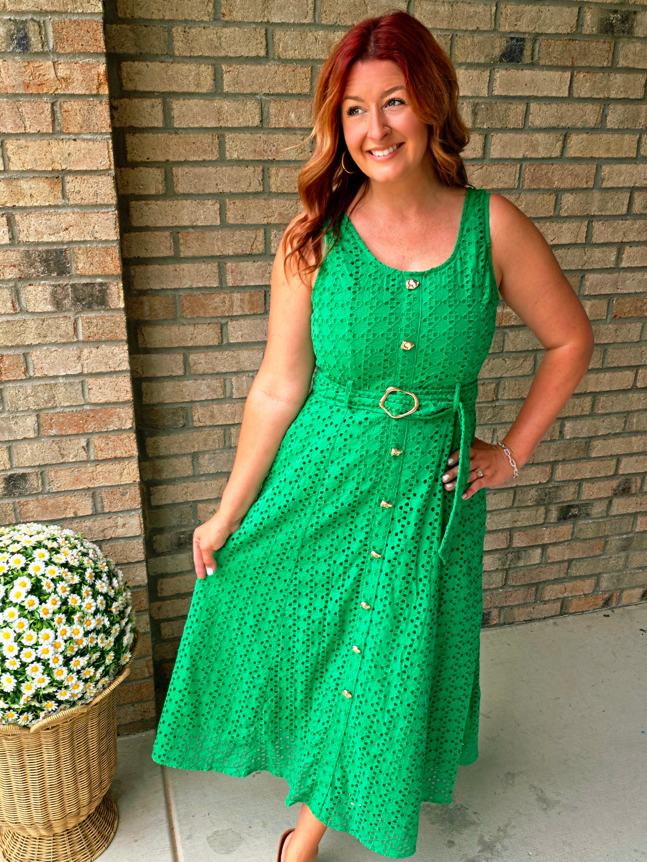 Pink & Green Floral Eyelet Shift Dress | The Auburn Mermaid