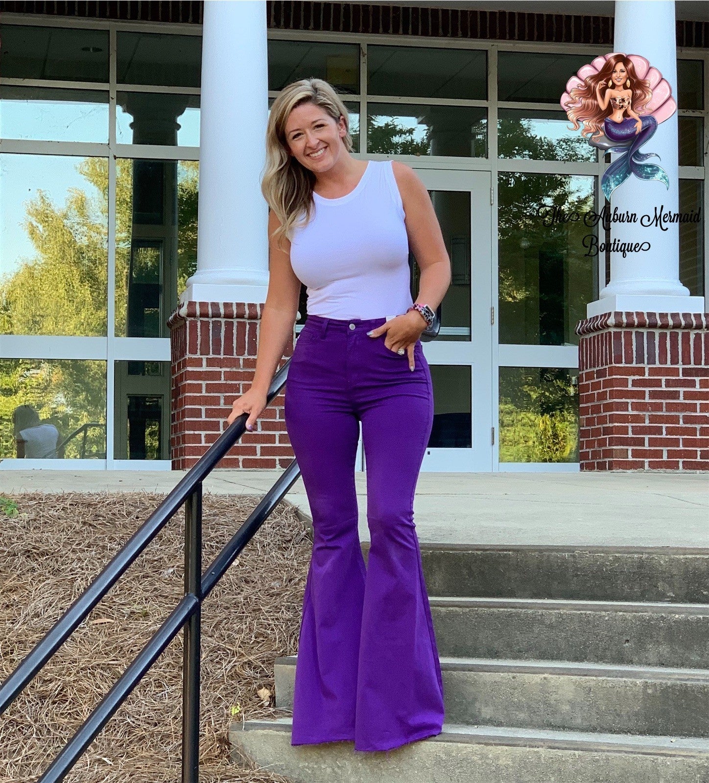 purple flare jeans