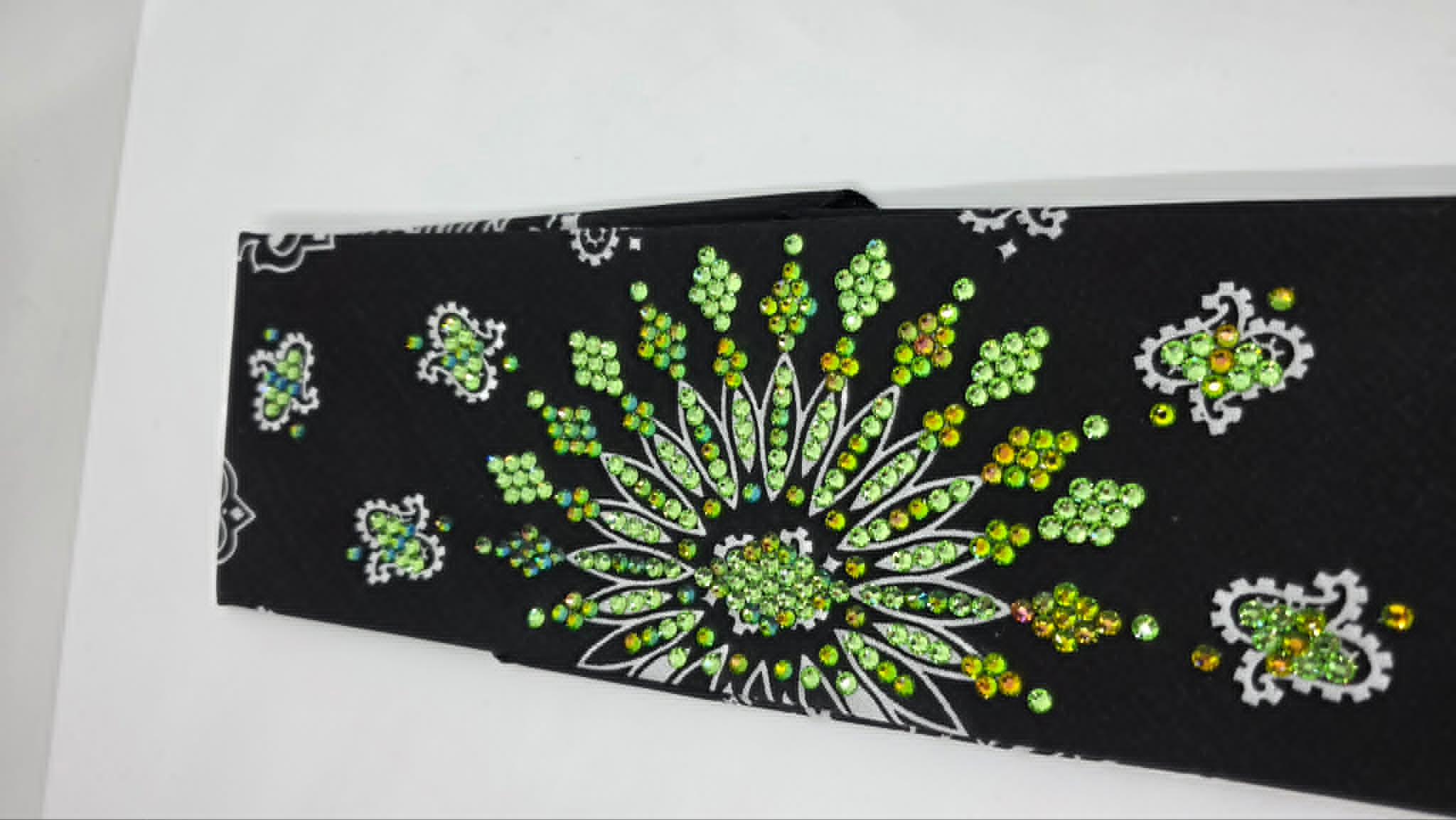 LeeAnnette Black Paisley Bandana with Vitrail and Peridot Austrian