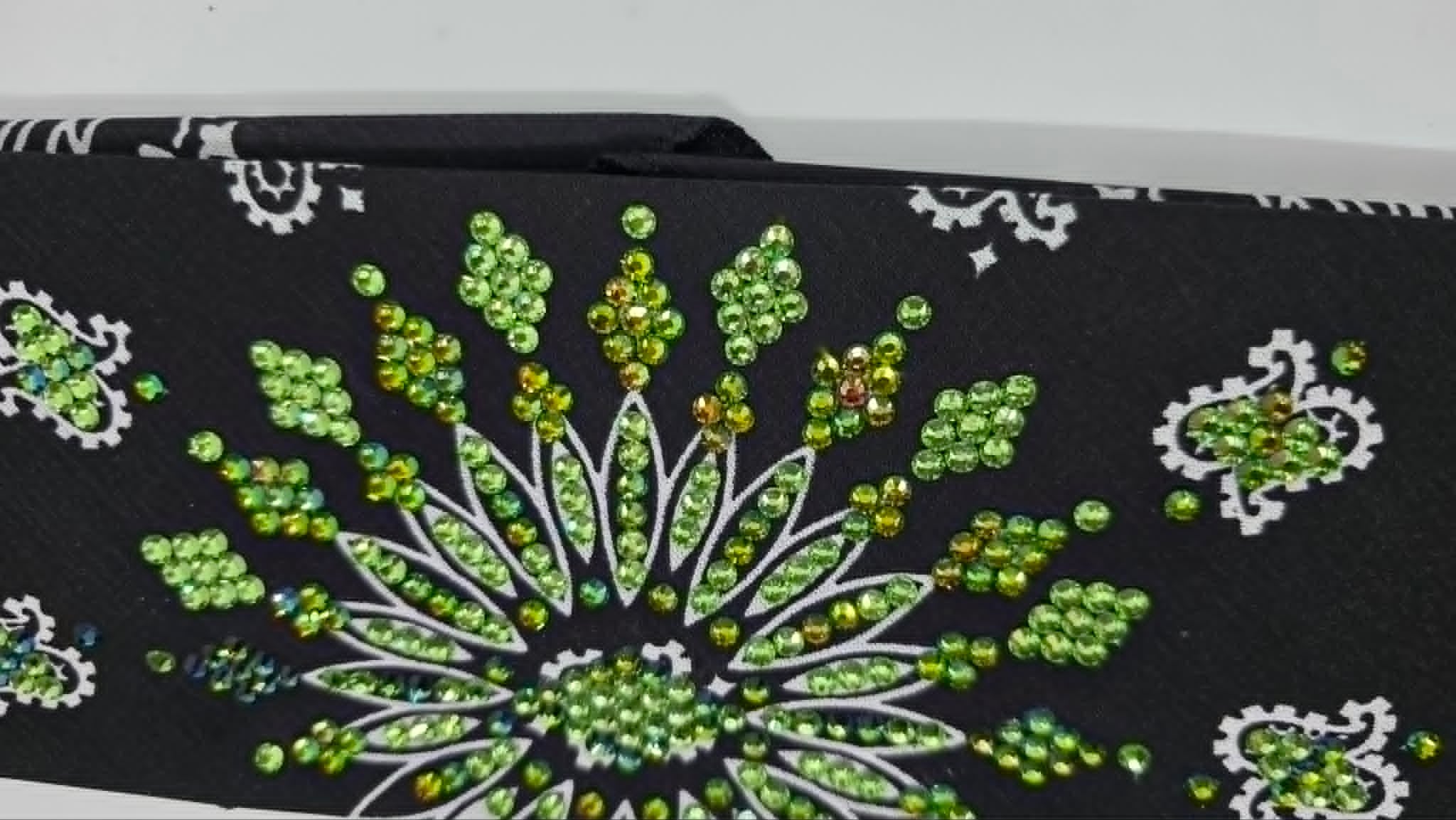 LeeAnnette Black Paisley Bandana with Vitrail and Peridot Austrian