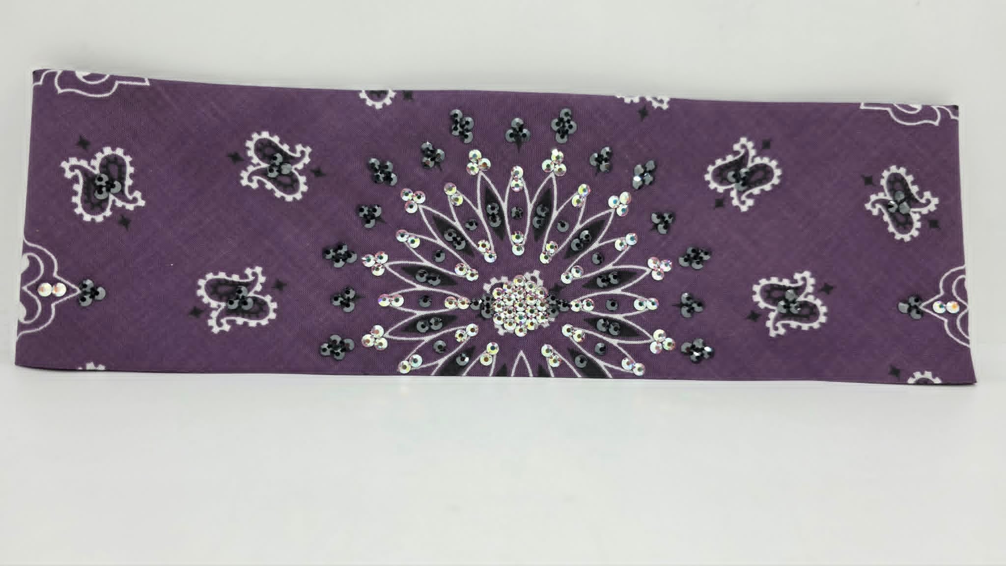 ⭐︎ぞうさん専用⭐︎HOORSENBUHS　 PAISLEY BANDANA Plum Paisley Bandana with Black and Aurora Borealis Austrian