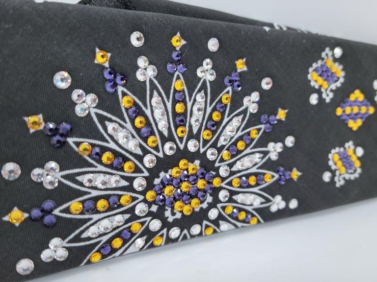 Narrow Black Paisley with Red and Diamond Clear Swarovski