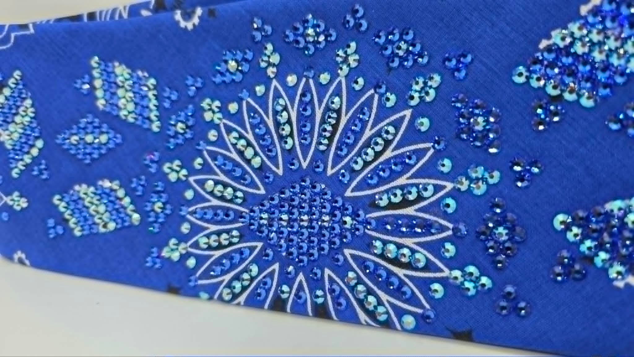 Off White Paisley Bandana with Rose and Honey Austrian Crystals