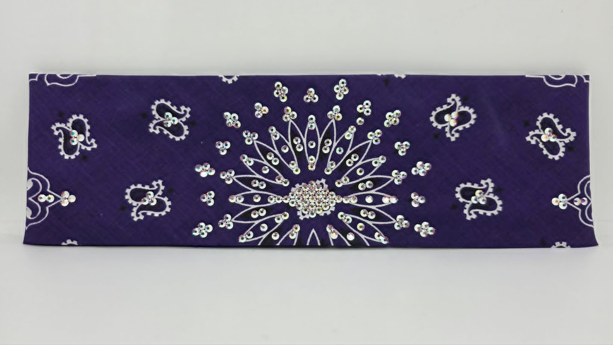 Black Paisley Bandana with Sapphire and Diamond Clear Austrian