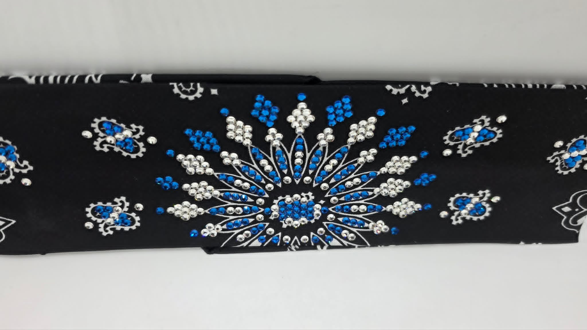 Super LeeAnnette Navy Paisley Bandana with Jet Shimmer and Chrome