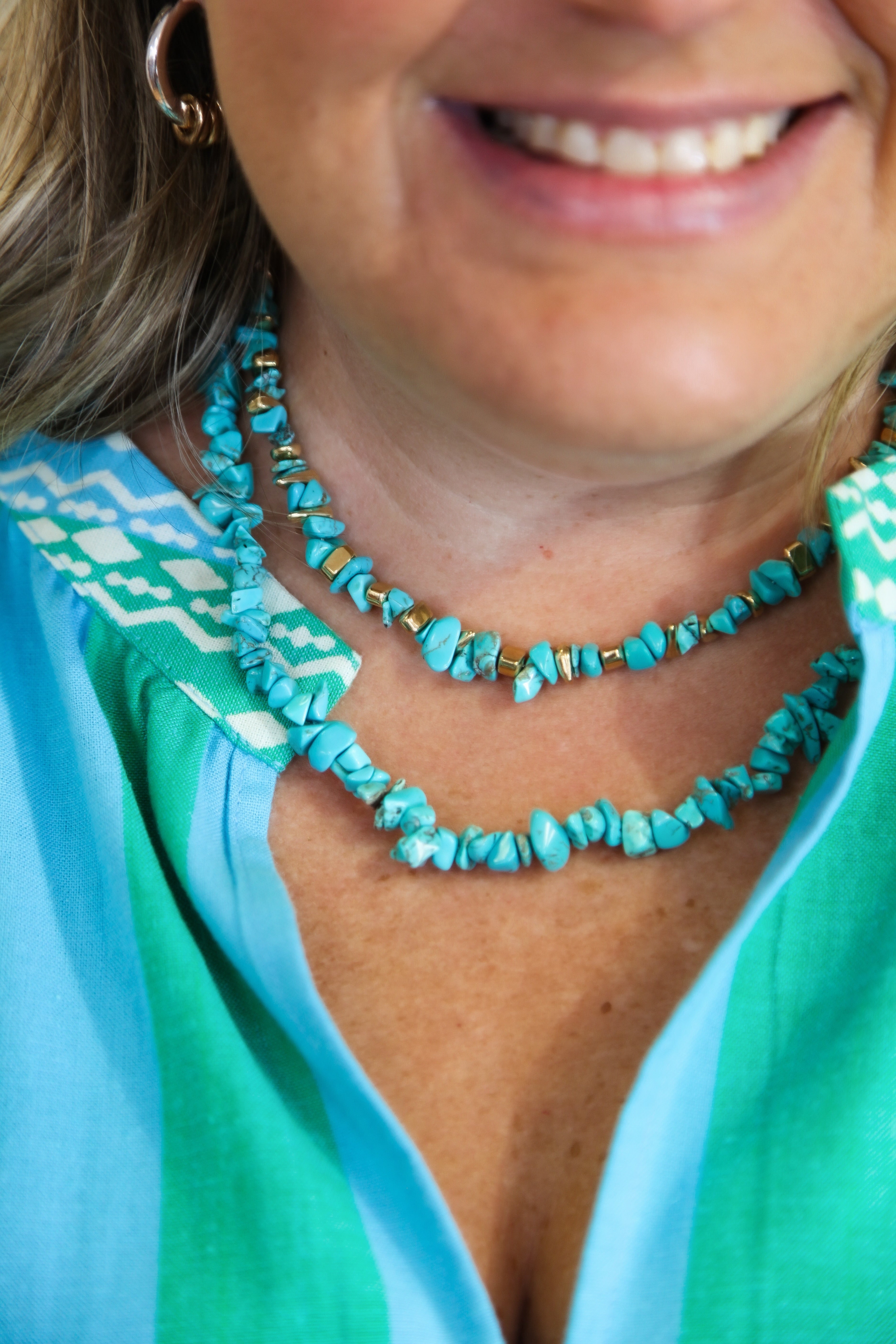 CRUSHED LAYER TURQUOISE NECKLACE | Beaucoup Texas