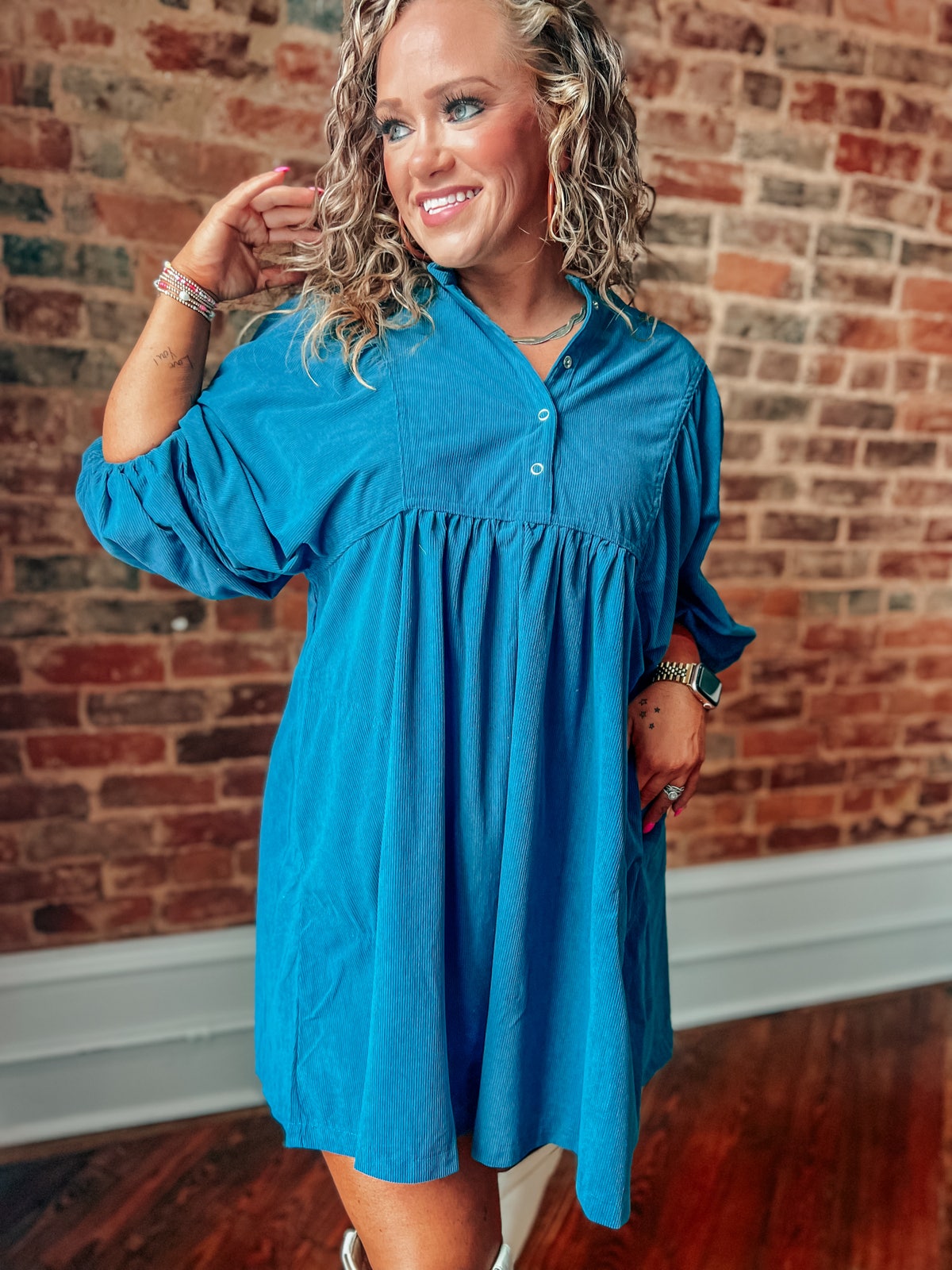 blue lantern sleeve dress Plus Size Graceful Sweetheart 3/4 Lantern Sleeve Chiffon Bridesmaid Dr main image 1