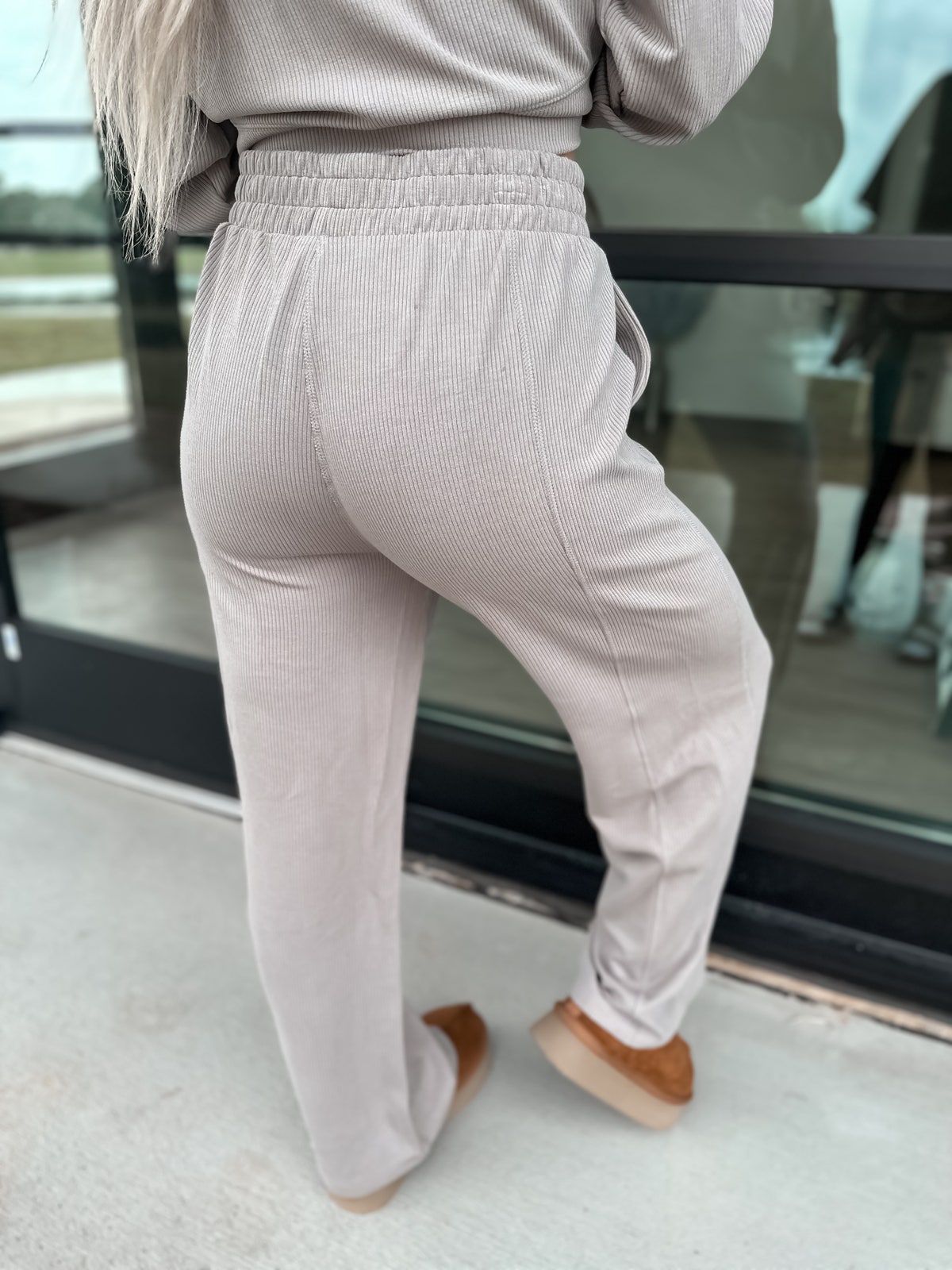 【THE MOZZ】Round Ribbed Banding Pants Rib Scuba Wide Leg Pant – Mint