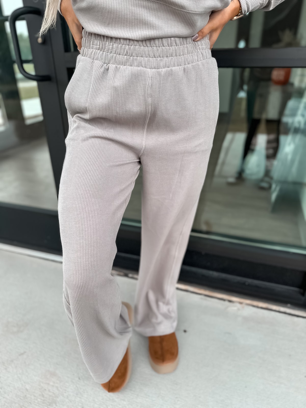 Scuba Rib Pullover and Wide Leg Pant Set in Satellite | Bird
