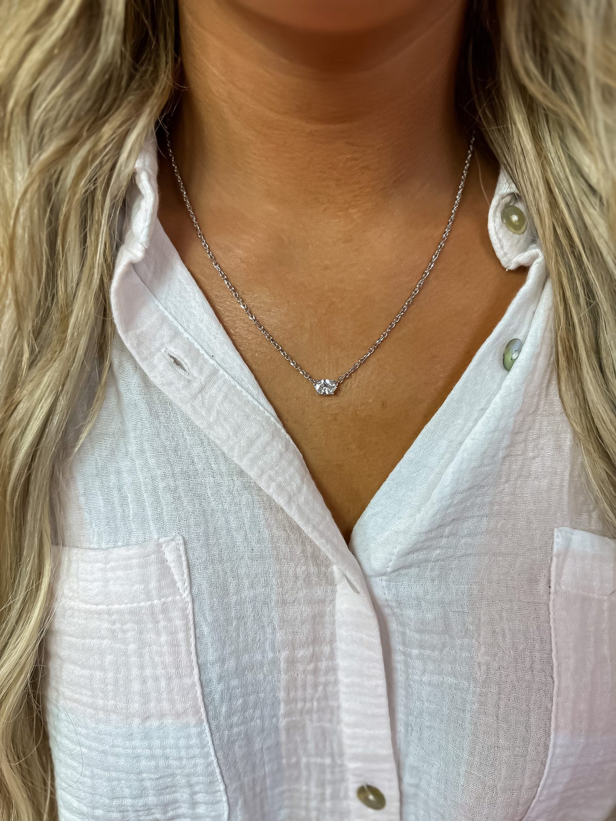 Kendra Scott Silver Cailin Pendant Necklace In White Crystal *Final Sale*