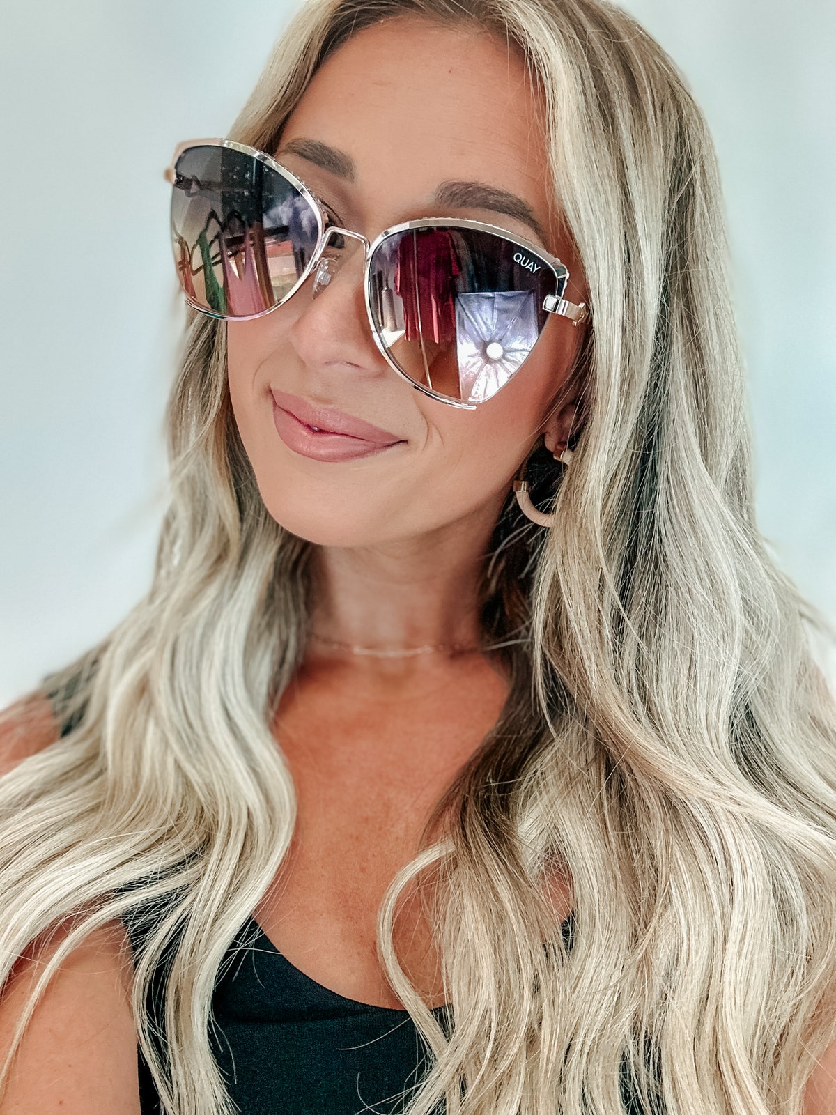 Quay rose gold sunglasses Quay Australia Fleur Sunglasses Round Cat Eye Rose Gold  main image 3