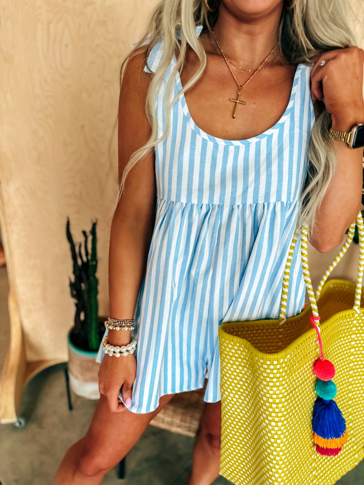 Striped Romper in Blue & White | Bird & Co