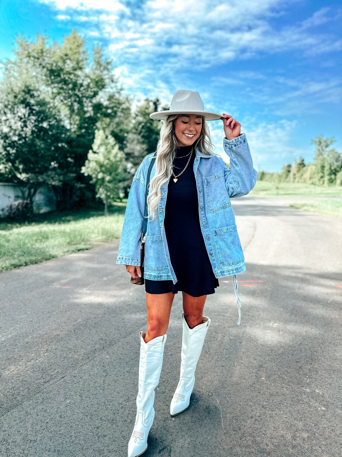 Boho Side Tie Oversized Denim Jacket in Light Wash | Bird & Co