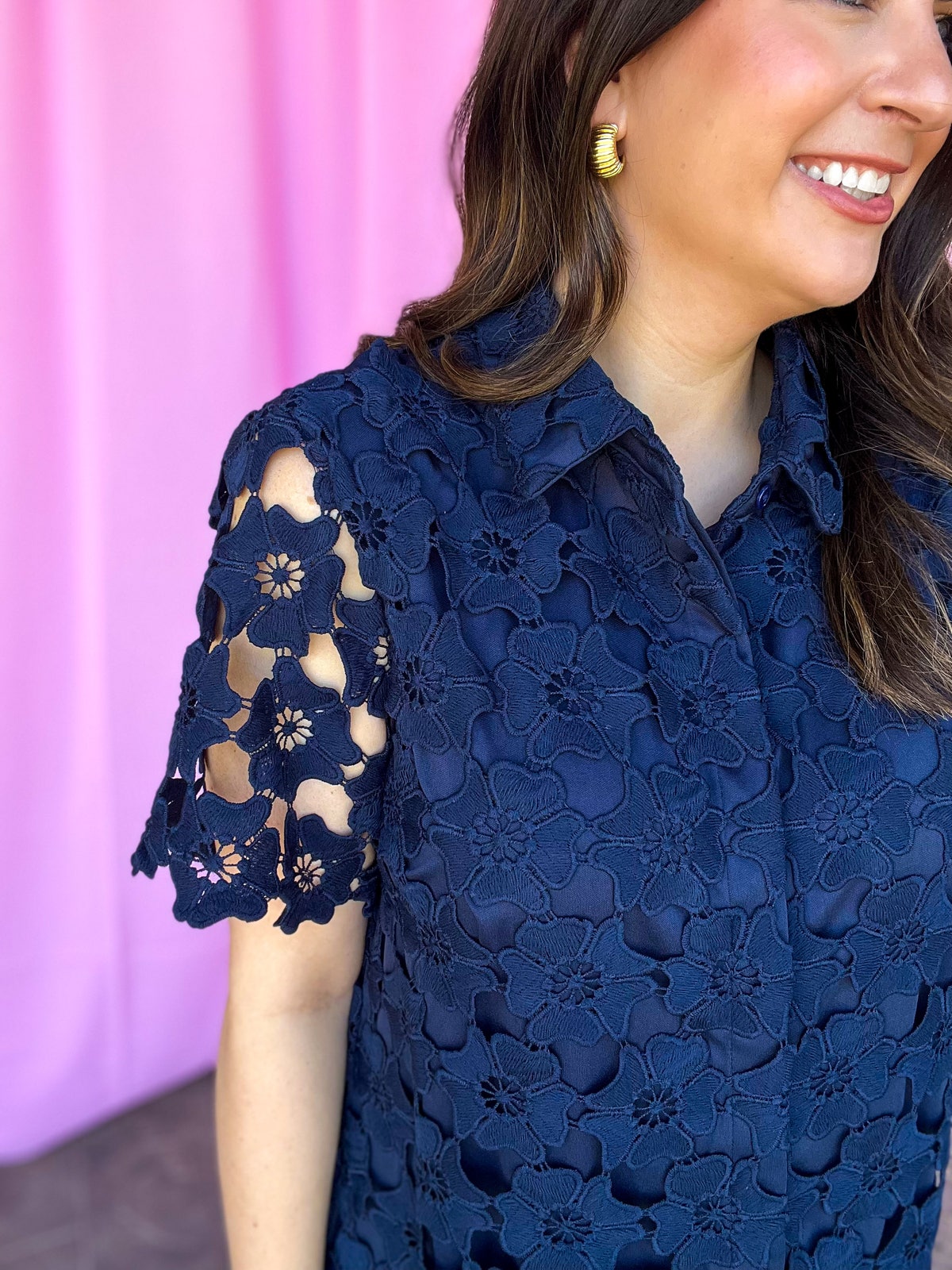 chinese dress ladies Bluivy - Lace Button Down Shirt Dress main image 0