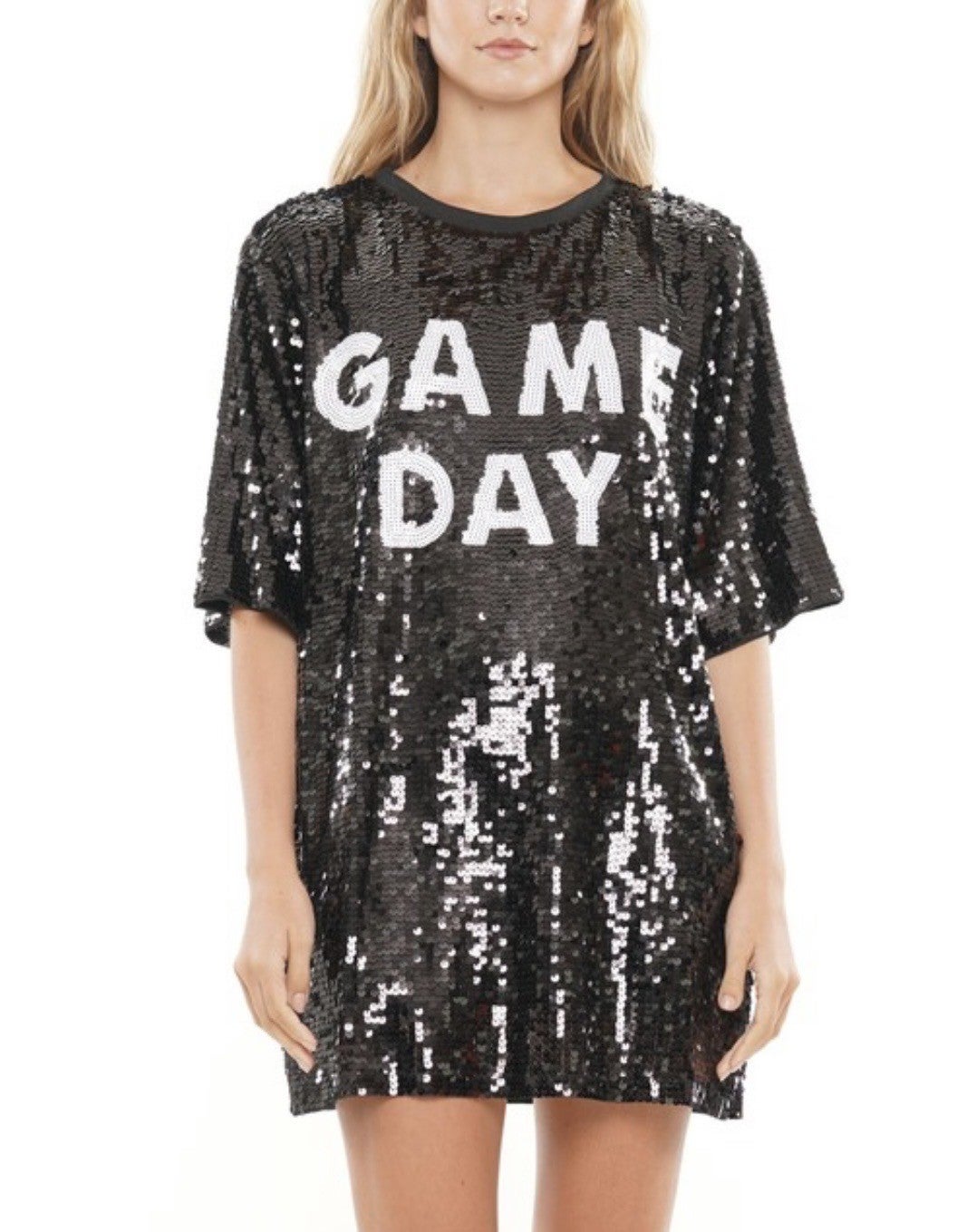 blue sequin t shirt dress Custom Logo Sequin Jersey Dress  Superior Bling Boutique