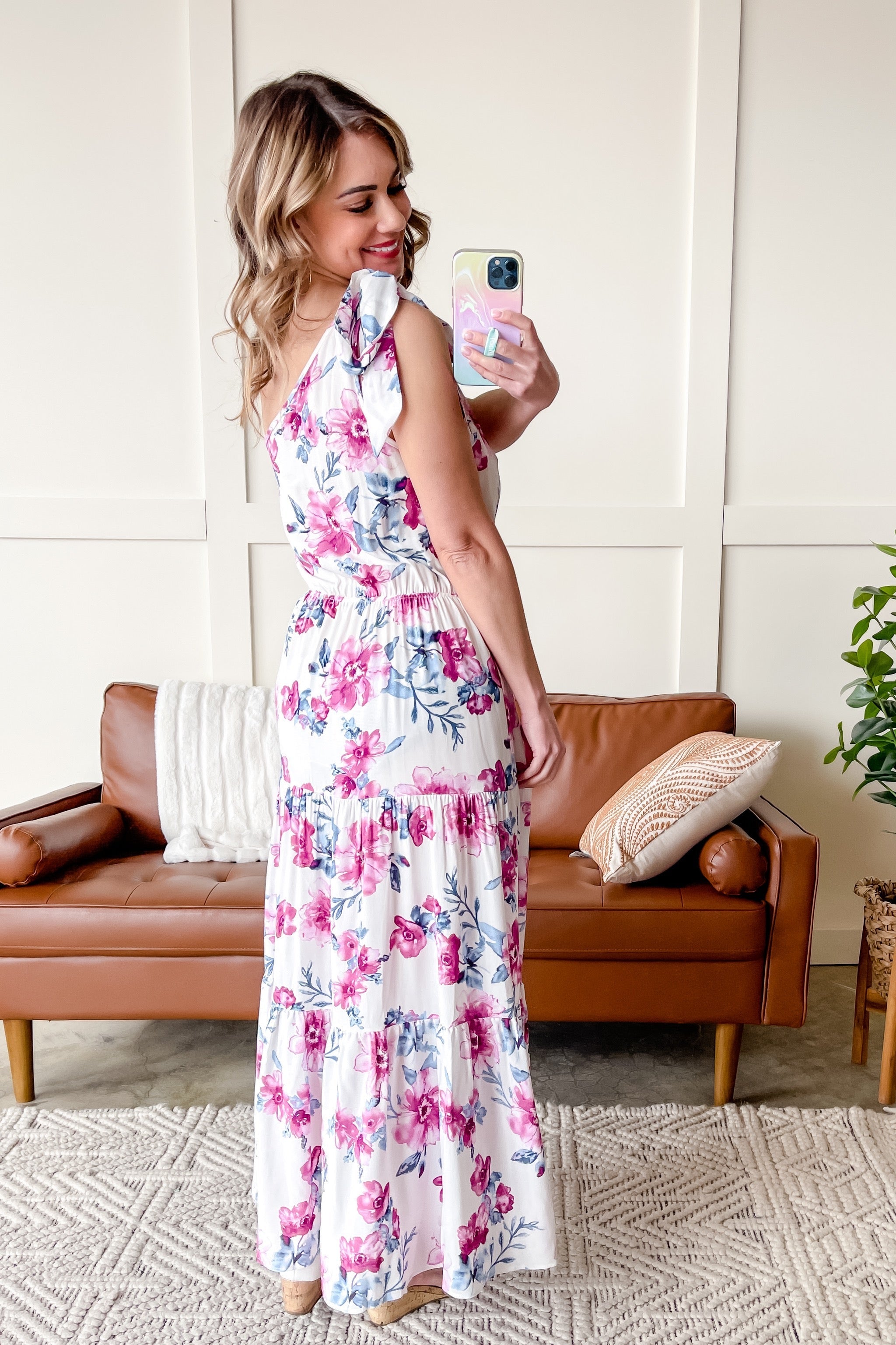 floral tiered twist back maxi dress