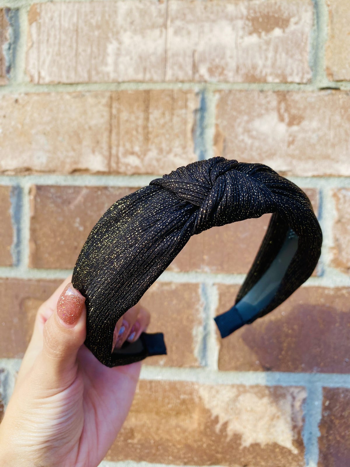 New handmade boutique shimmer sparkle top knot flexible wide headband black il_fullxfull.2740598653_nh6y.jpg main image 3