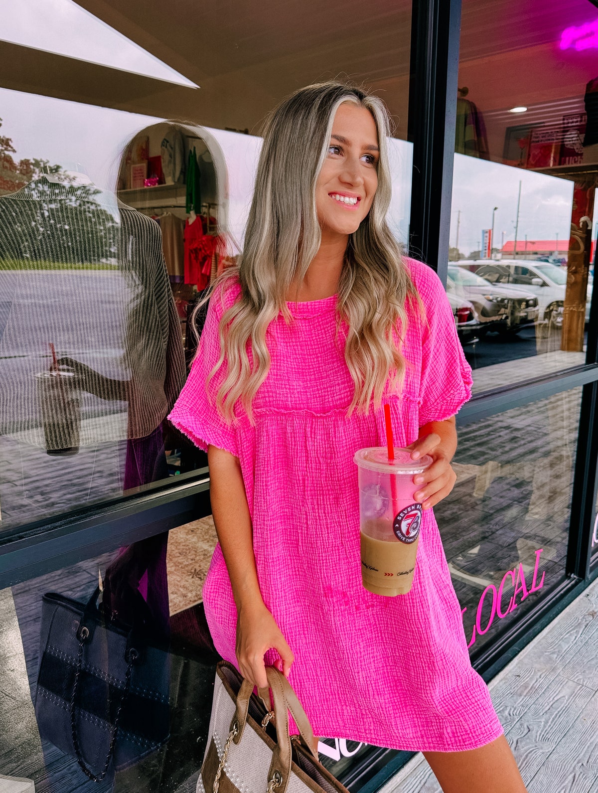 open lace back dress Ava Textured Dress main image 1