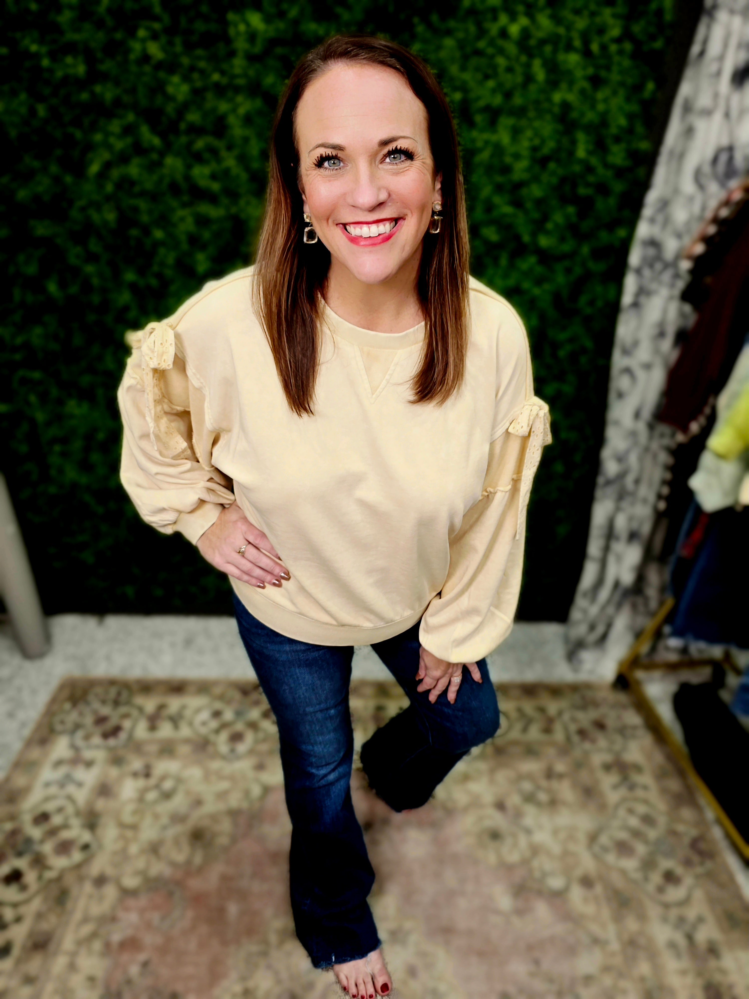 sku00368 | Solid Color 3/4 Sleeve Knit Top | Buttonwood Boutique