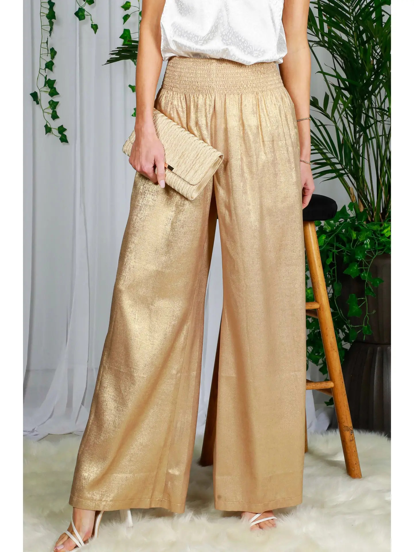 FOIL WOOL STRAIGHT PANTS