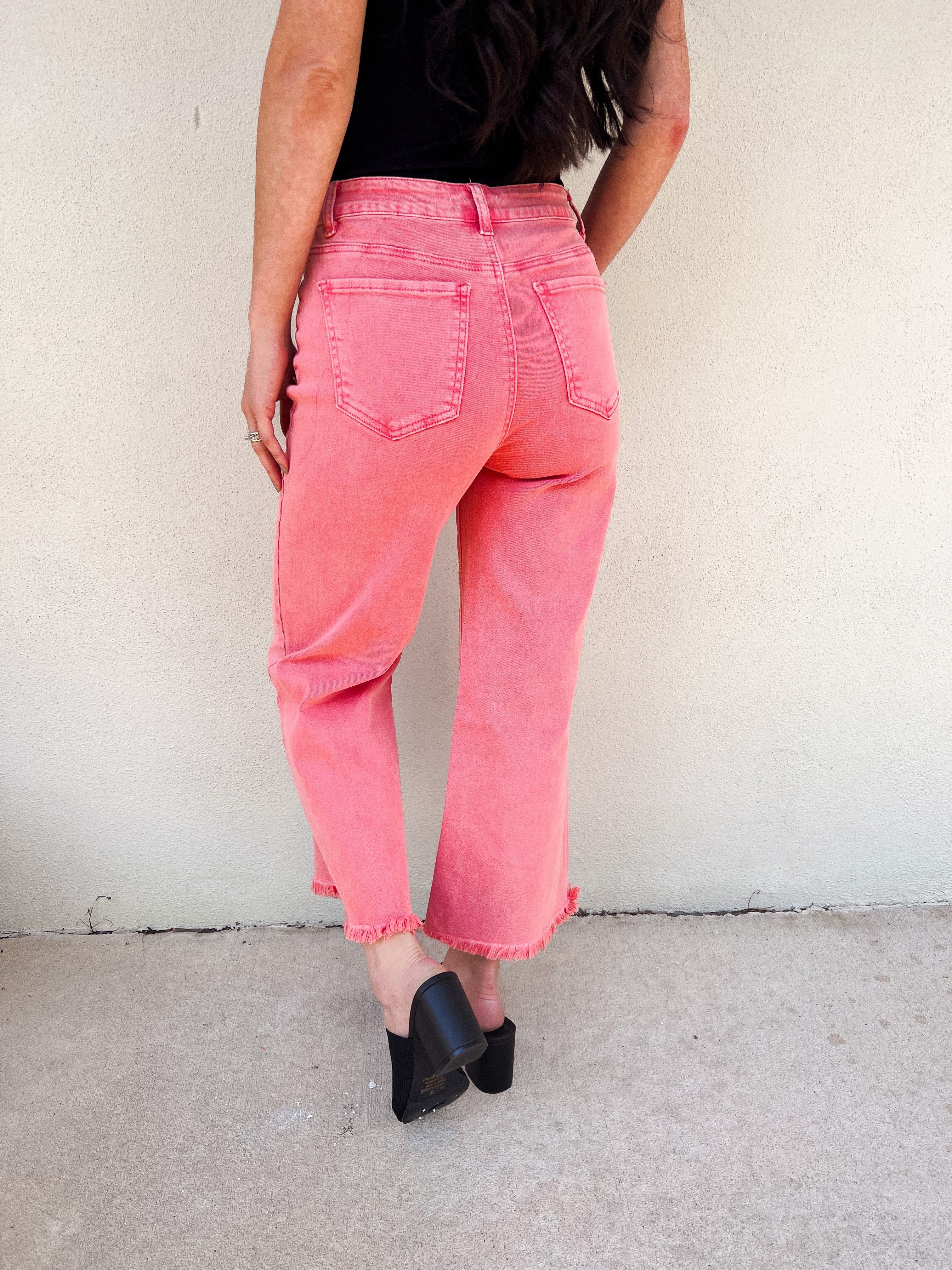 Zenana Acid Wash Straight Frayed Hem Pants - 6 Colors! | By