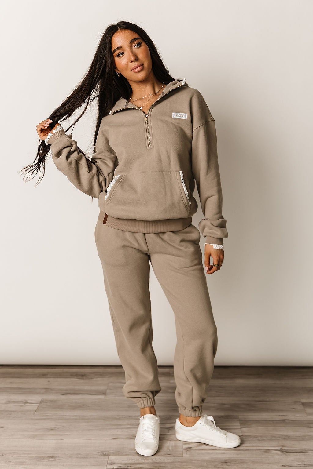 ◆mocha◆ Ampersand Comfort Zone Hoodie Mocha Lace | CharlieMae