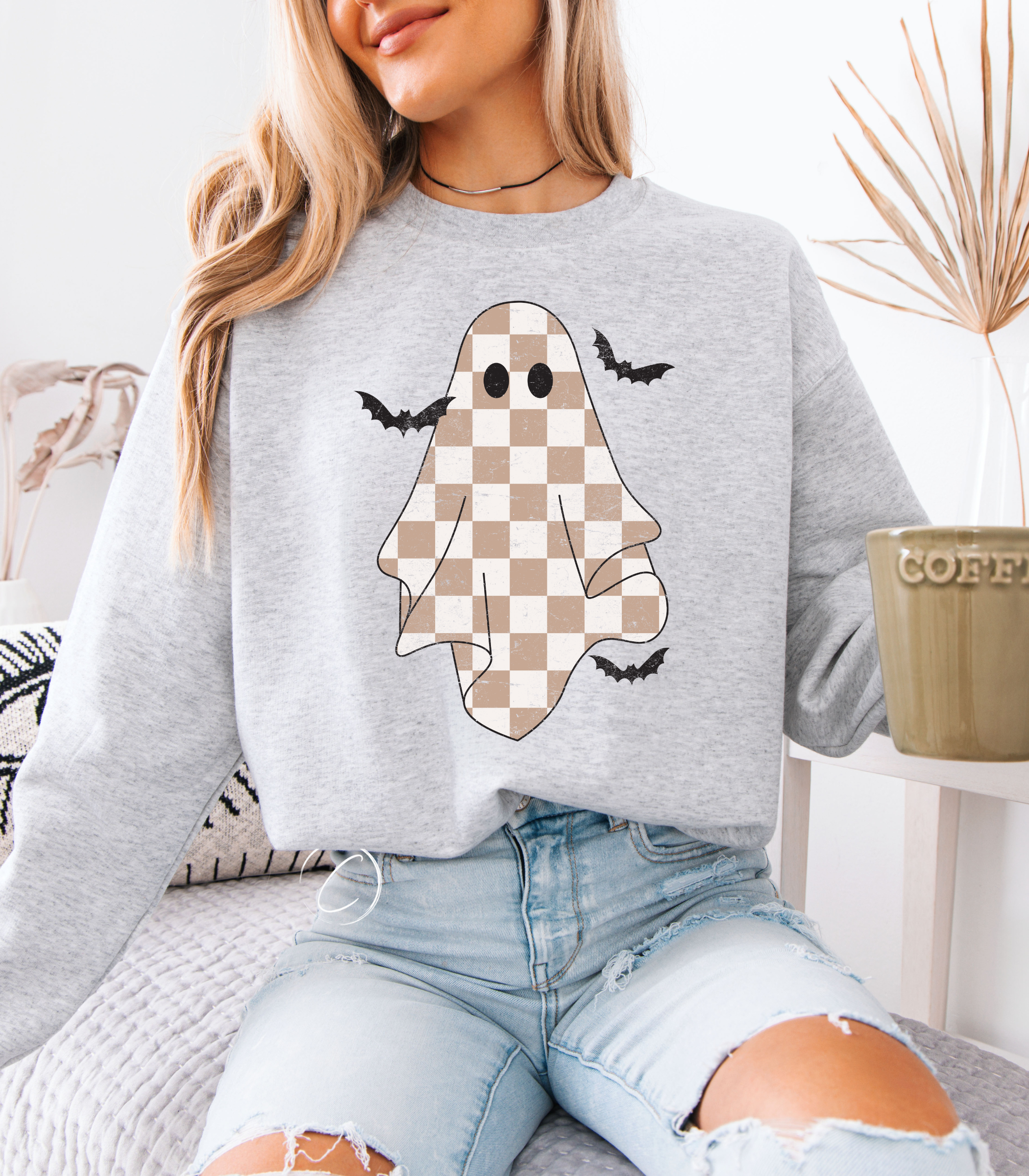 [ NERDY ]★23SS★CHECKERBOARD TAPE SWEATSHIRT Checkered Ghost Sweatshirt | CharlieMae