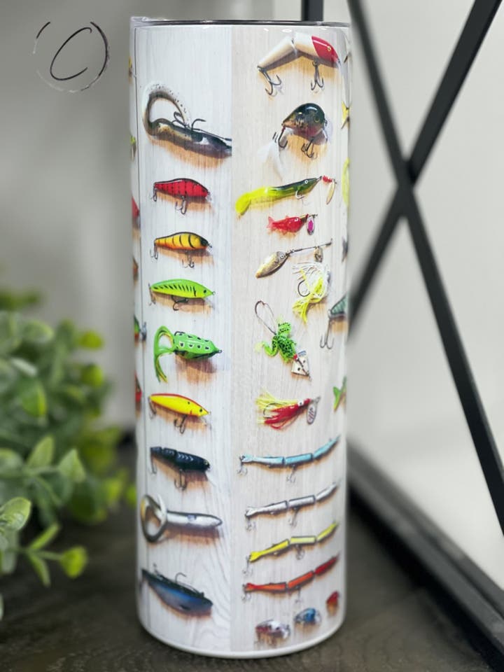 fish lure tumblers Fishing Tumbler KatyDid Collection 40 OZ Tumbler with Handle Great Gift Item Who says you cant sip in style Dad Fishing Lure Tumbler 