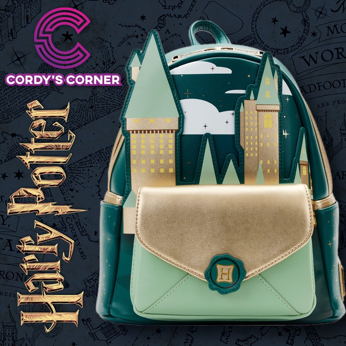 Harry Potter Golden Hogwarts Mini Backpack Loungefly 