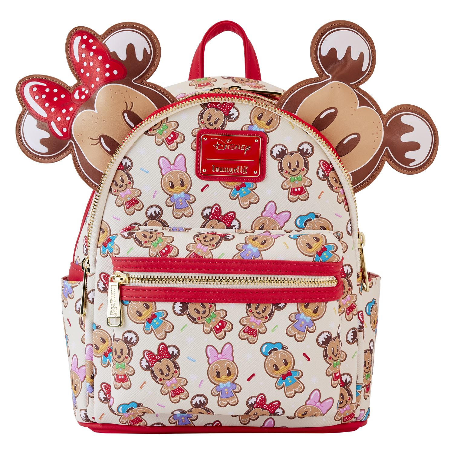 Disney Loungefly Mickey & Friends Gingerbread Cookie AOP Mini Backpack Ears NWT