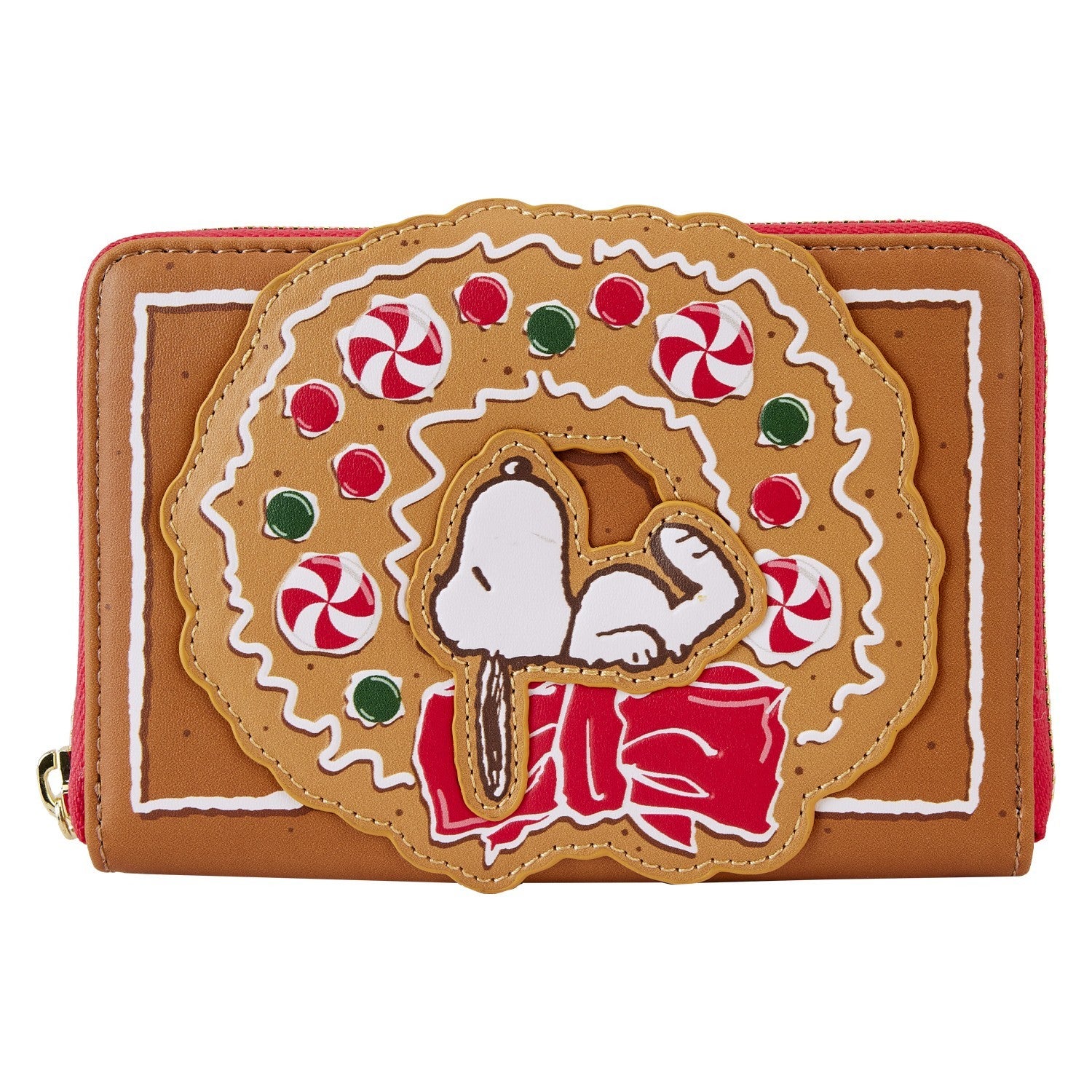 【Loungefly】Peanuts スヌーピー クリスマスリース パスケース PEANUTS SNOOPY GINGERBREAD WREATH ZIP AROUND WALLET