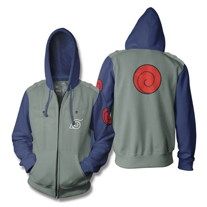 Naruto Shippuden Kakashi Cosplay Military Zip Hoodie