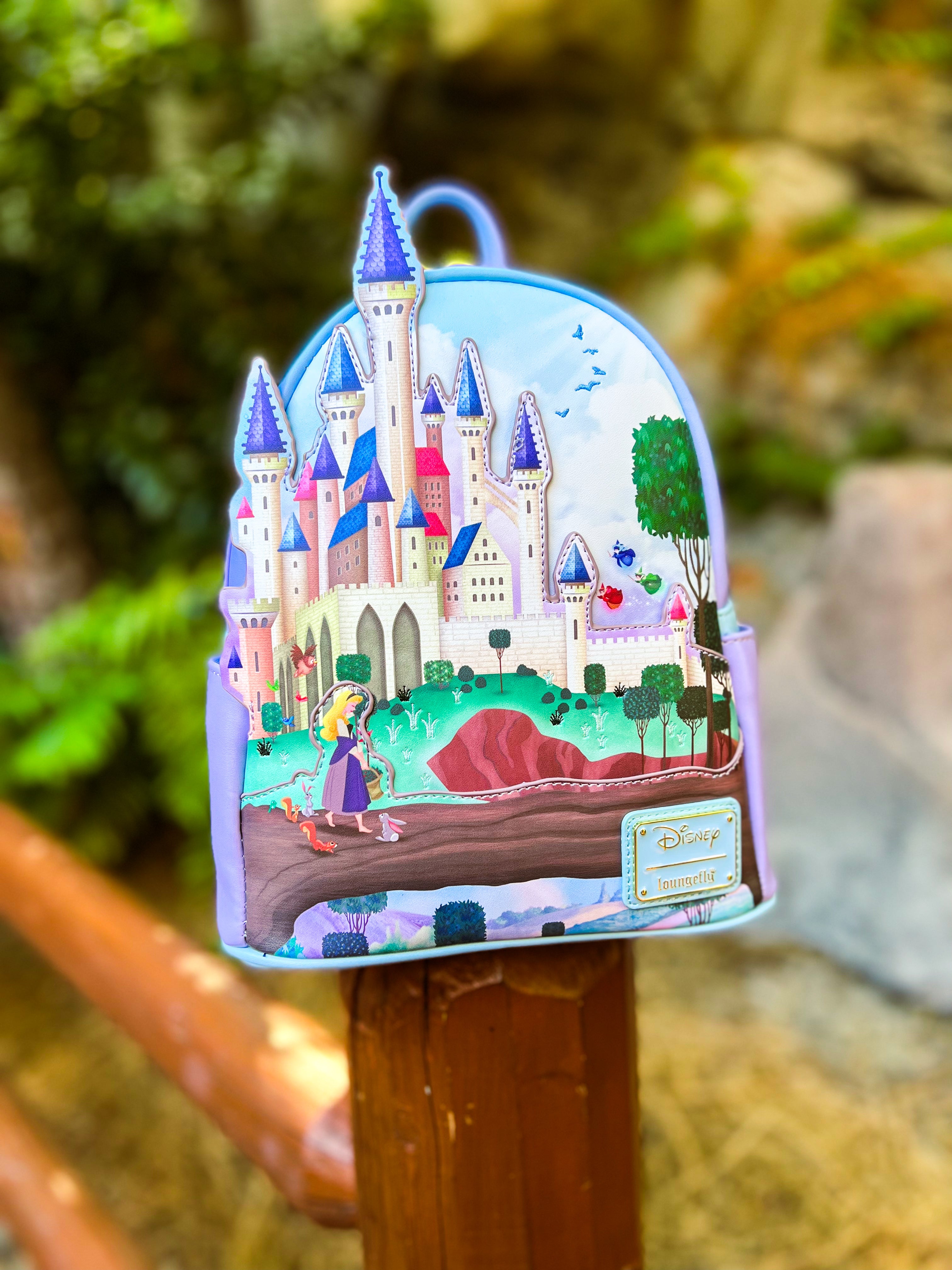 disneyland castle drawing on jansport backpacks teen Princess Castle Series Sleeping Beauty Mini Backpack
